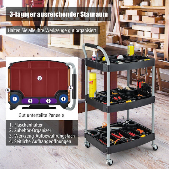 Costway Rollbar Metallisch Werkzeugkiste