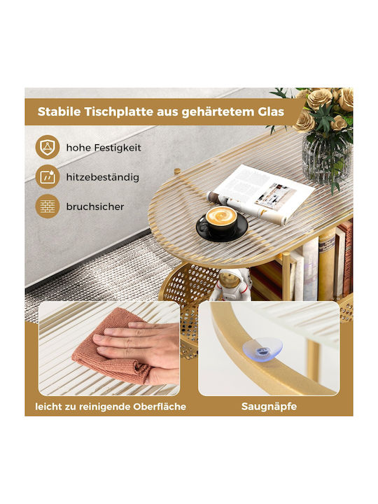 Rechteckig Beistelltisch Glas mit Rollen Rosa B60xT40xH76cm