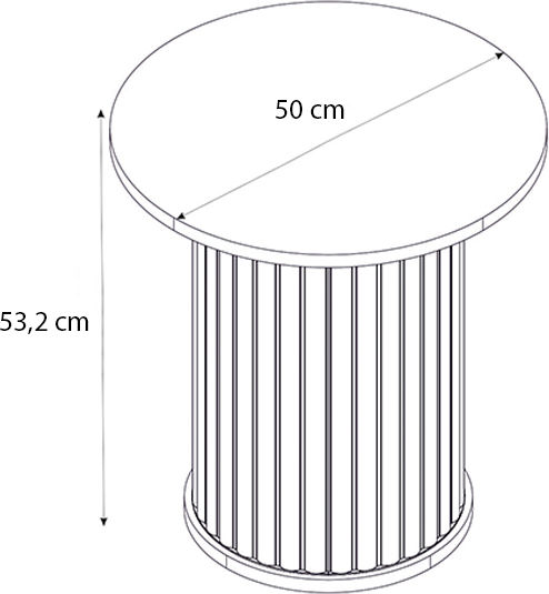 Кръгла Странична Маса Bohema Дървена Екрю - Sepet Oak Ш50xД50xВ53.2см