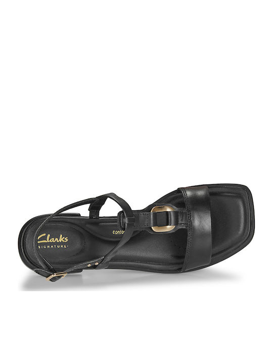 Ariany Leather Women's Flat Sandals with Strap in Black Color