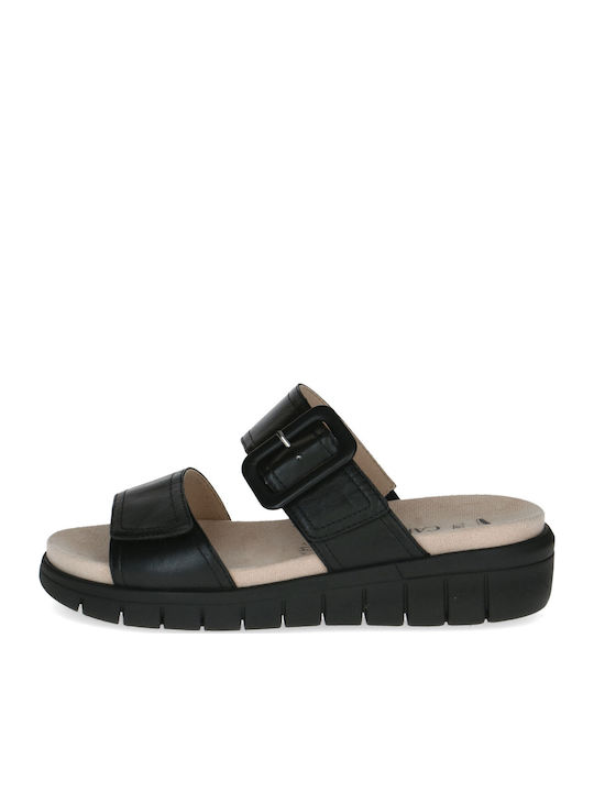 Leather Women's Flat Sandals Anatomic in Black Color