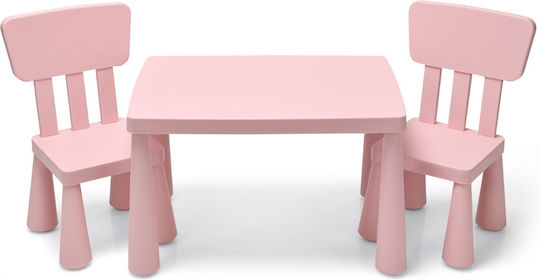 Kinder Tischset mit Stühlen zum Malen Rosa Costway