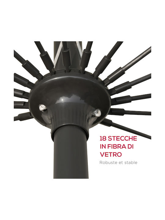 Umbrelă Rotundă Metalică Roșie cu Bază de Susținere Φ2.5m