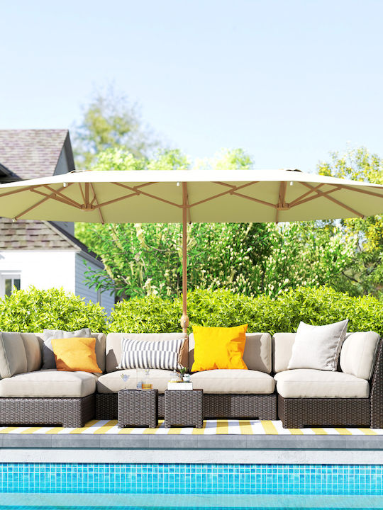 Umbrelă Rotundă Metalică Bej 4.55x2.65m