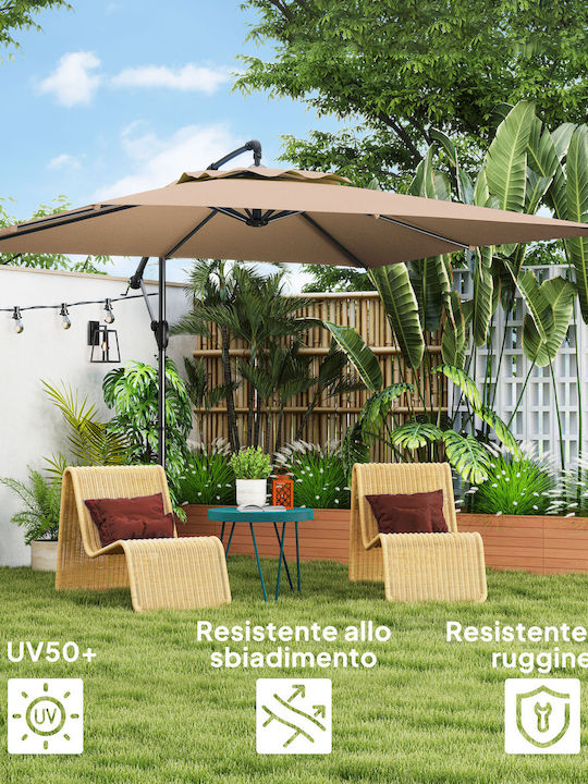 Quadratischer Metallischer Khaki Garten- und Terrassen-Sonnenschirm 3x3m