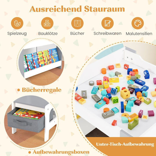 Kinder Tischset mit Stühlen zum Malen Weiß Costway