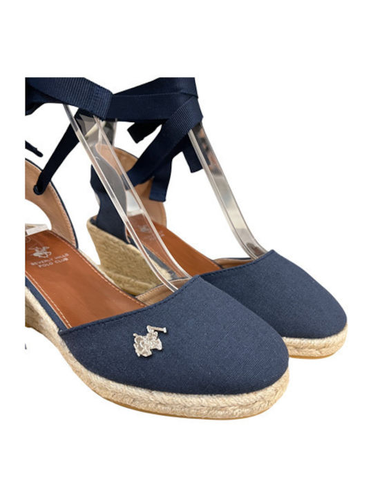Women's Synthetic Leather Platform Espadrilles Blue
