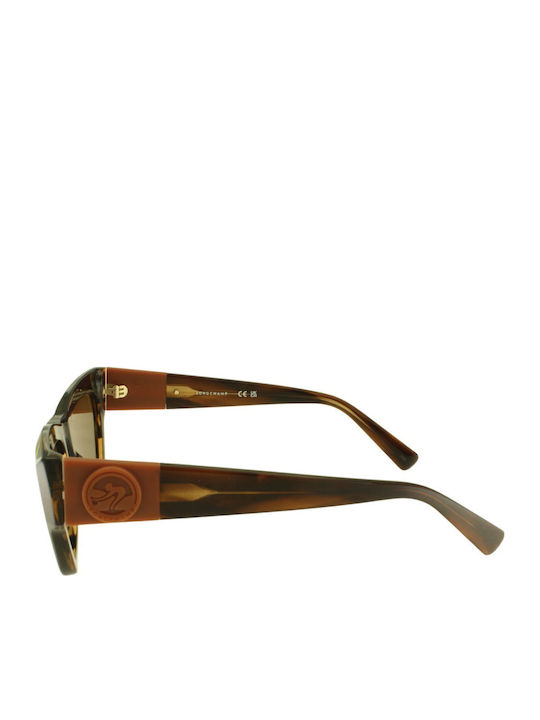 Longchamp Women's Sunglasses with Brown Tartaruga Plastic Frame and Brown Lens LO763S 211