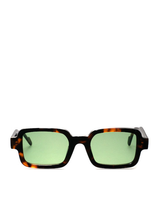 Tipi Diversi Unisex Sonnenbrille mit Braun Schildkröte Kunststoff Gestell und Grün Linse TDS2037 C02