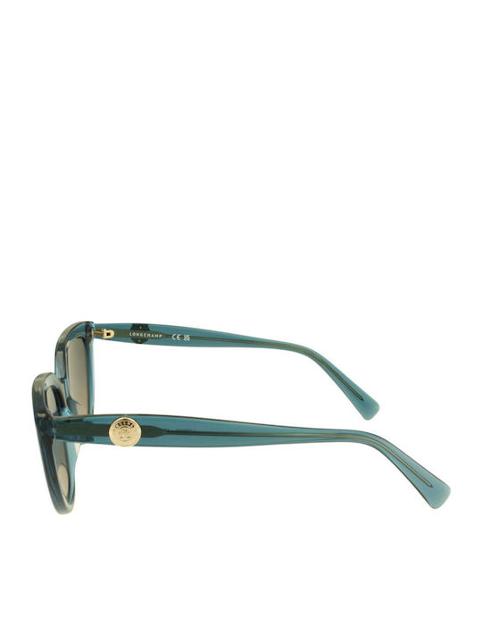 Longchamp Women's Sunglasses with Green Plastic Frame and Turquoise Gradient Lens LO766S 400