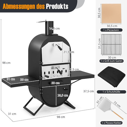 Costway Pizzaofen Holz Black