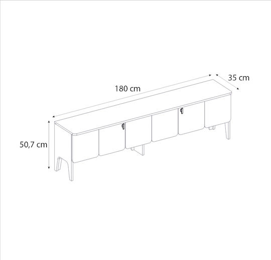 TV-Ständer Pedro Anthrazit - Rota Eiche M180xT35xH50.7cm