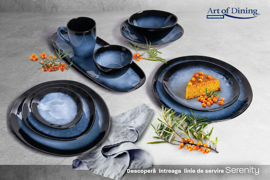 Heinner Serenity Shallow Ceramic Blue Serving Plate with Diameter 28cm