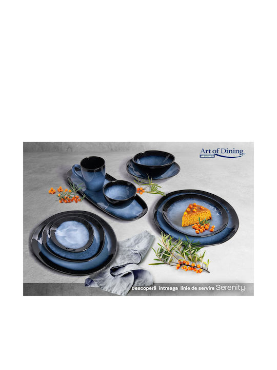 Heinner Serenity Plate Shallow Oval Ceramic Blue 21cm 4pcs