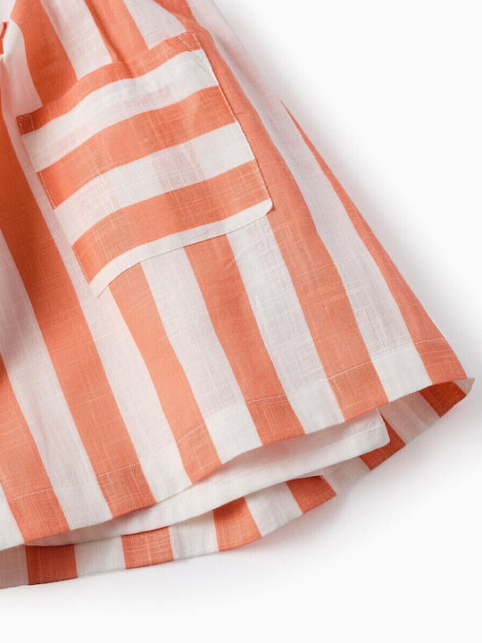 Kinderkleid Gestreift White Orange
