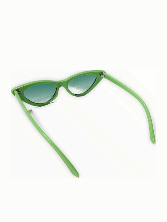 Woman's Fashion Women's Sunglasses with Green Plastic Frame and Green Lens G-1