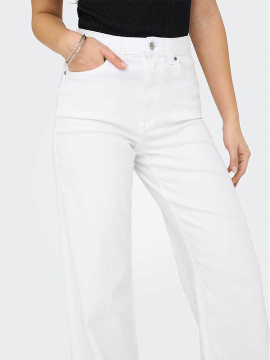 Blush Ψηλόμεσο Γυναικείο Jean Παντελόνι σε Wide Γραμμή White