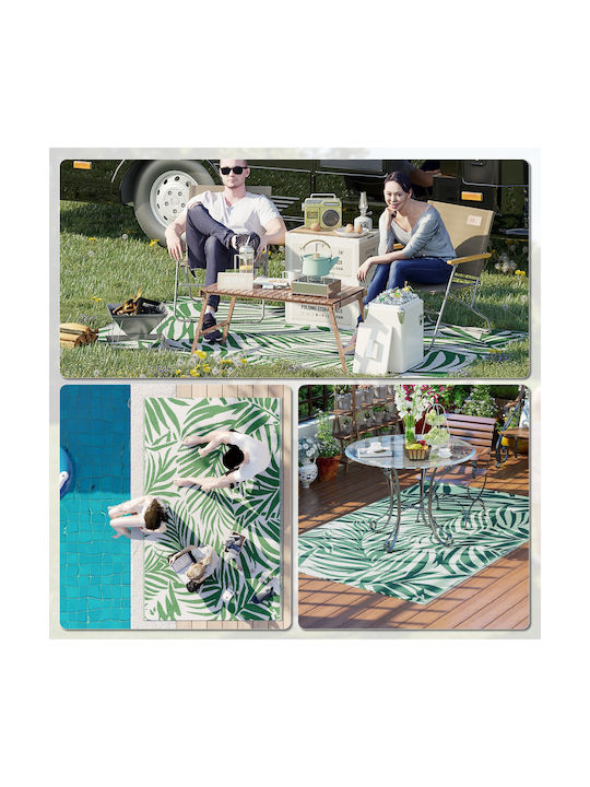 Outsunny Rug Outdoor Rectangular Green and White