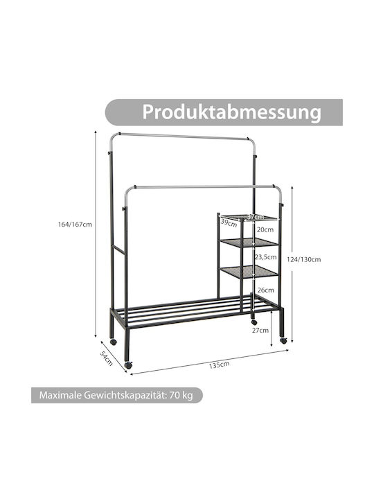 Costway Rollbar Kleiderständer Silber 135x54x170cm