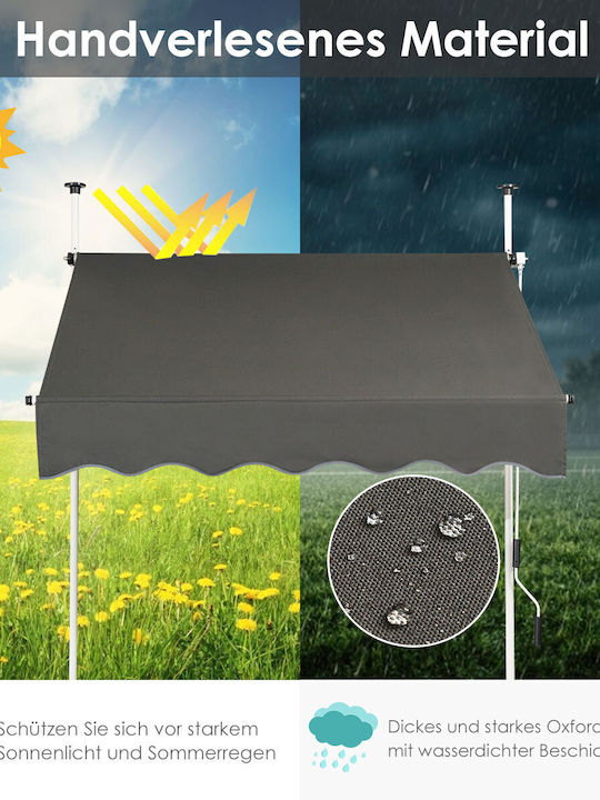 Costway Τέντα Βεράντας με Led Καφέ 1.5x1.2m