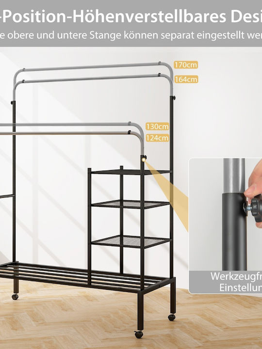 Costway Rollbar Kleiderständer Silber 135x54x170cm