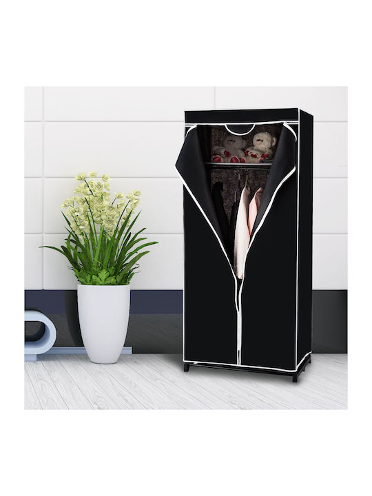 Costway Fabric Wardrobe with Zipper and Shelves in Black Color 75x50x170cm