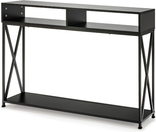 Console Table Wood & Metal Black L120xW23xH79cm