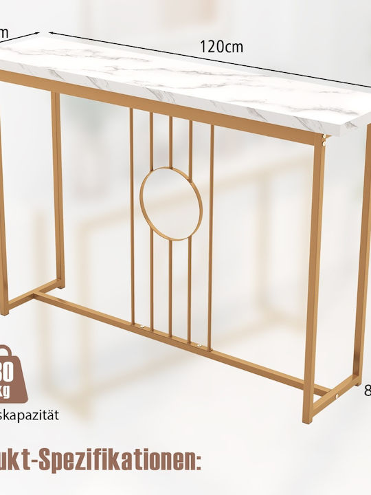 Console Table Wood & Metal Gold L120xW30xH80.5cm