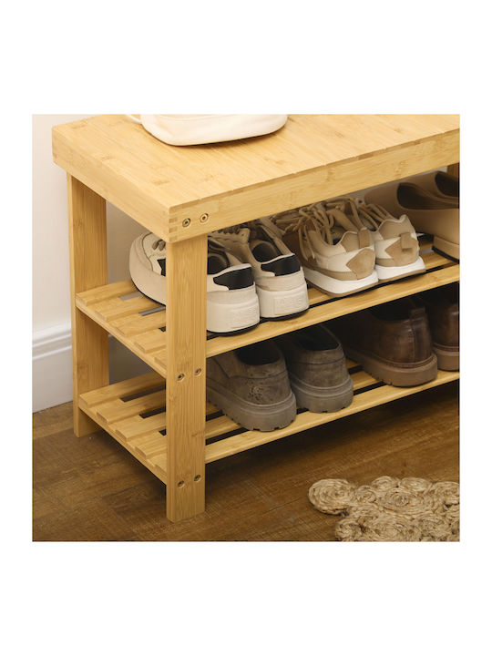 Bamboo Shoe Organizer Beige 70x28x45cm