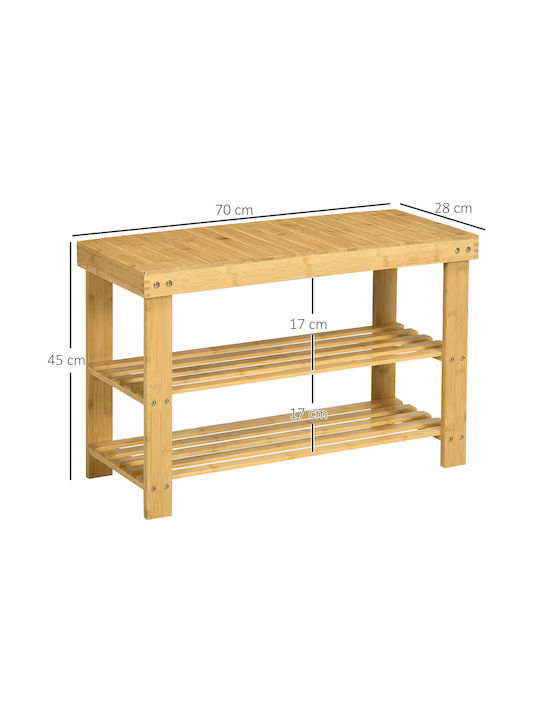 Bamboo Shoe Organizer Beige 70x28x45cm