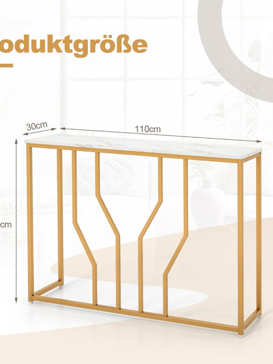 Console Table Wood & Metal Gold + White L110xW30xH80cm