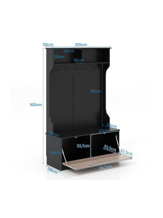 Mobilier de Intrare cu Cuier / Dulap pentru Pantofi / Dulap & Bancă 100x40x160cm