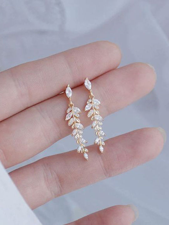 14k Gold Plated Drop Leaf Crystal Earrings Luella 14k Gold Plated