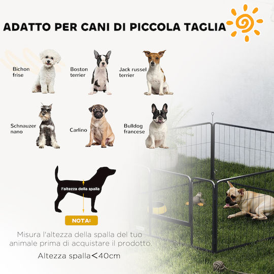 Pawhut Dog Fence 6 Adjustable Panels 80x1.5x60 cm Black Steel Entry Door D06-256v00bk