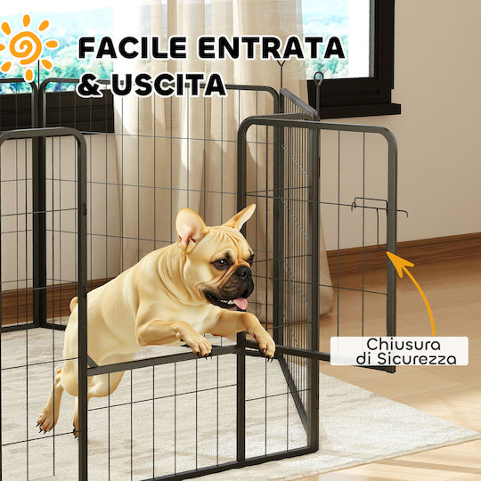 Pawhut Foldable Dog Park With 6 Panels 90x90x80cm Black