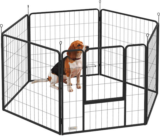 Pawhut Foldable Dog Park With 6 Panels 90x90x80cm Black