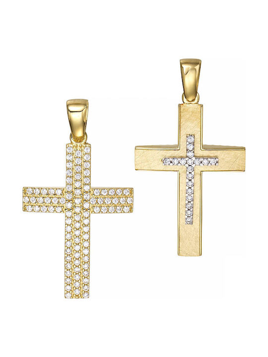 Papoulidis Jewellery Χρυσός Σταυρός 14Κ Διπλής Όψης Papoulidis Jewellery Χρυσός Σταυρός 14Κ Διπλής Όψης