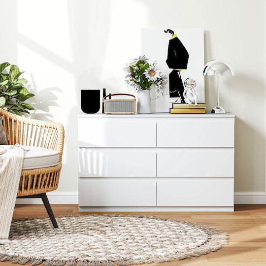 Συρταριέρα Κρεβατοκάμαρας mit 6 Schubladen White 120x39x75cm