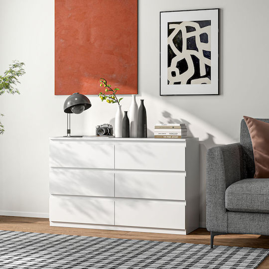 Συρταριέρα Κρεβατοκάμαρας mit 6 Schubladen White 120x39x75cm