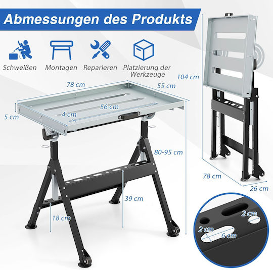 Costway Schweisstisch Belastbarkeit 180kg 1Stück TH10090BK