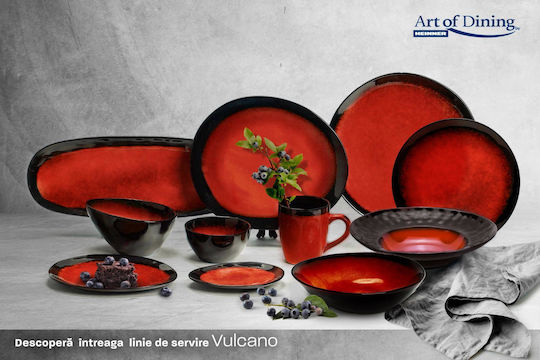 Heinner Vulcano Plate Shallow Ceramic Red with Diameter 28cm 4pcs