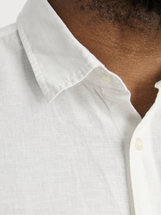 Short Sleeve Linen Shirt In Narrow Fit White