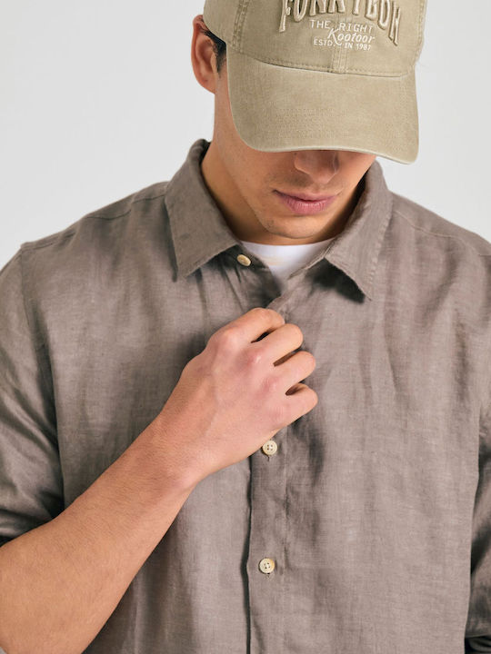 Long-sleeved Linen Shirt Brown