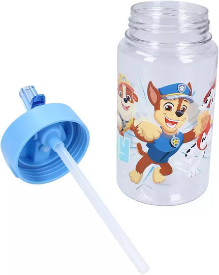 Paw Patrol Kinderflasche Pfoten-Patrouille mit Strohhalm Transparent 450ml