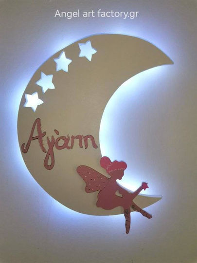 Children's Wooden Wall Light "Moon Fairy" Name