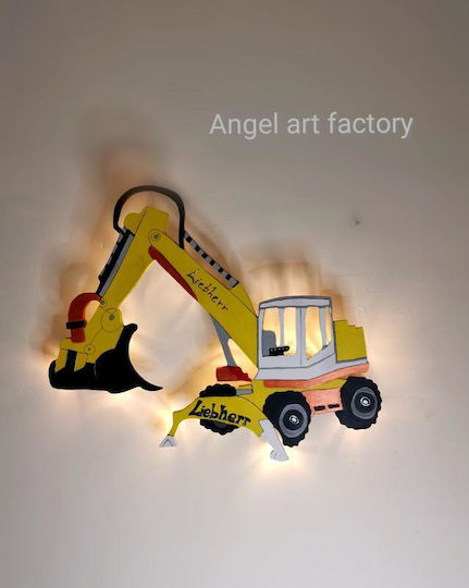 Wooden Kids Wall Light Excavator Vehicle