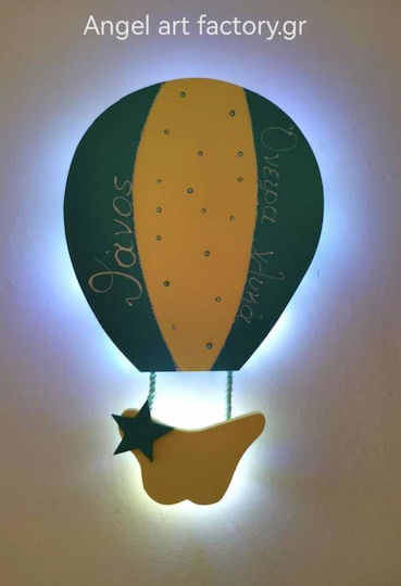 Kinder-Wandlampe aus Holz Heißluftballon Name
