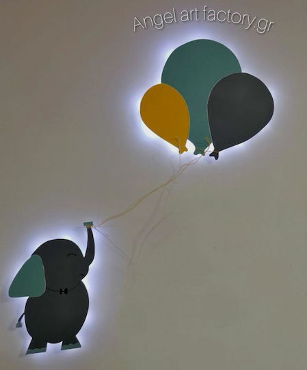 Kids Wooden Wall Light "Elephant Balloons"