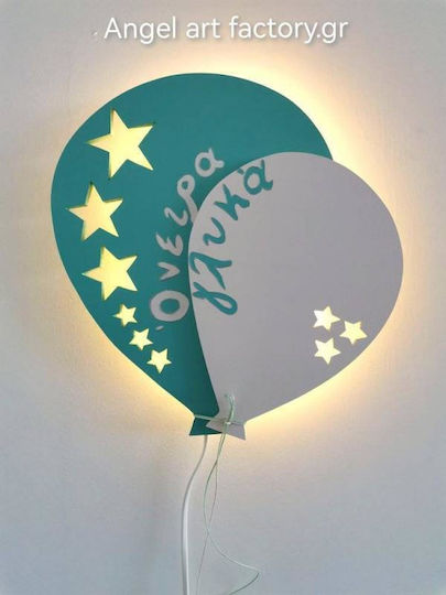 Aplica de perete din lemn pentru copii "Balon cu stele" Electrică