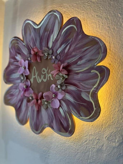 Children's Wooden Wall Light Flower Name